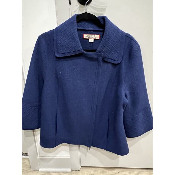 Alpaca Wool Beyond Threads sweater Jacket Size L navy Blue quilted design peru - Picture 2 of 5